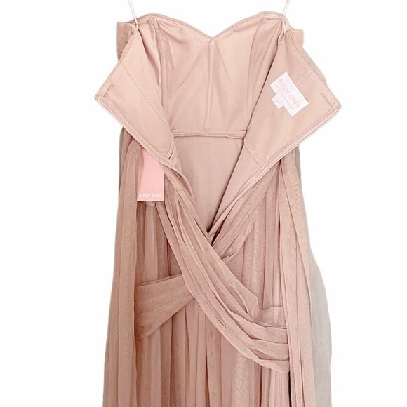 NWT Birdy Grey Tulle Christina Dress Sandy Taupe Full Length Gown Size Small NEW - Picture 8 of 13